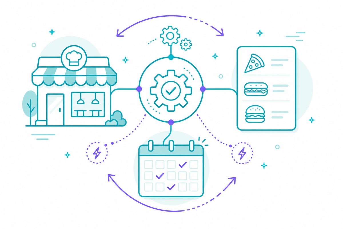 Lunchbox Workflow Hub with Flowing Connections