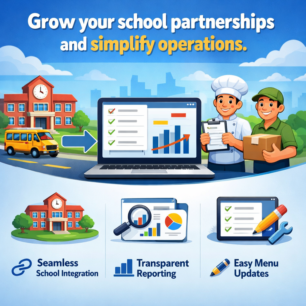 a cartoony image for this Grow your school partnerships and simplify operations Lunchbox helps vendors manage menus track orders and access clear repo-Mar-16-2026-07-03-16-5909-PM